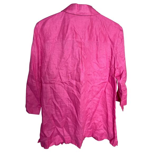Nordstrom Large Pink Linen Button Down Women Shirt Blouse - Picture 2 of 6